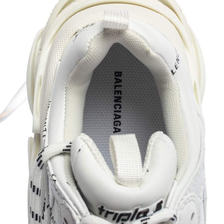 Pre Owned Balenciaga White Triple S All Over Logo Sneakers Size 38