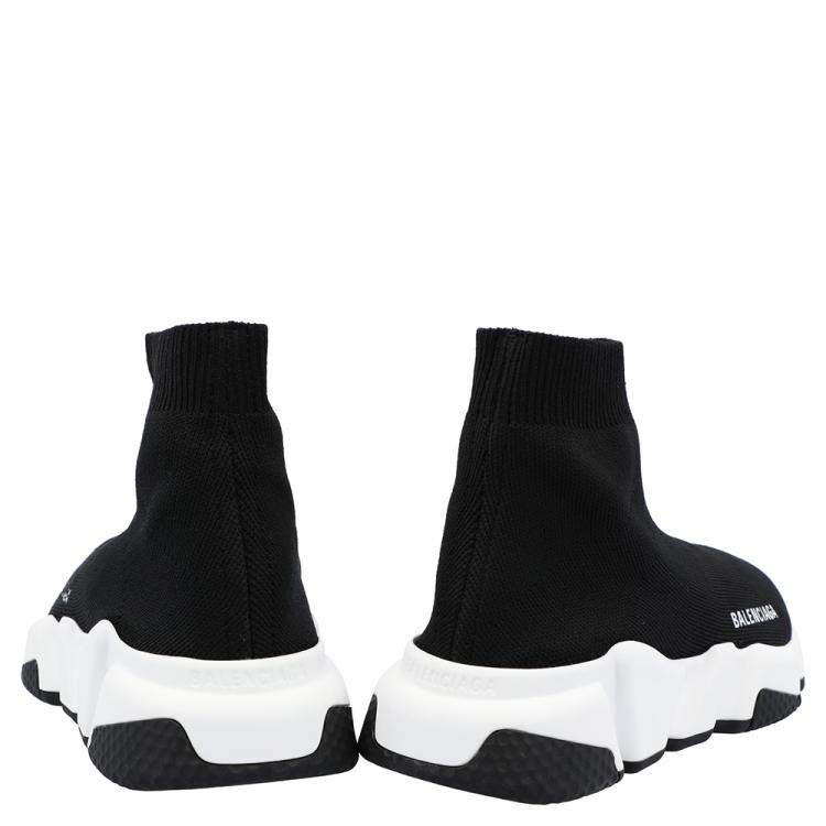 Pre Owned Balenciaga Black/White Speed Sneakers  Size EU 35
