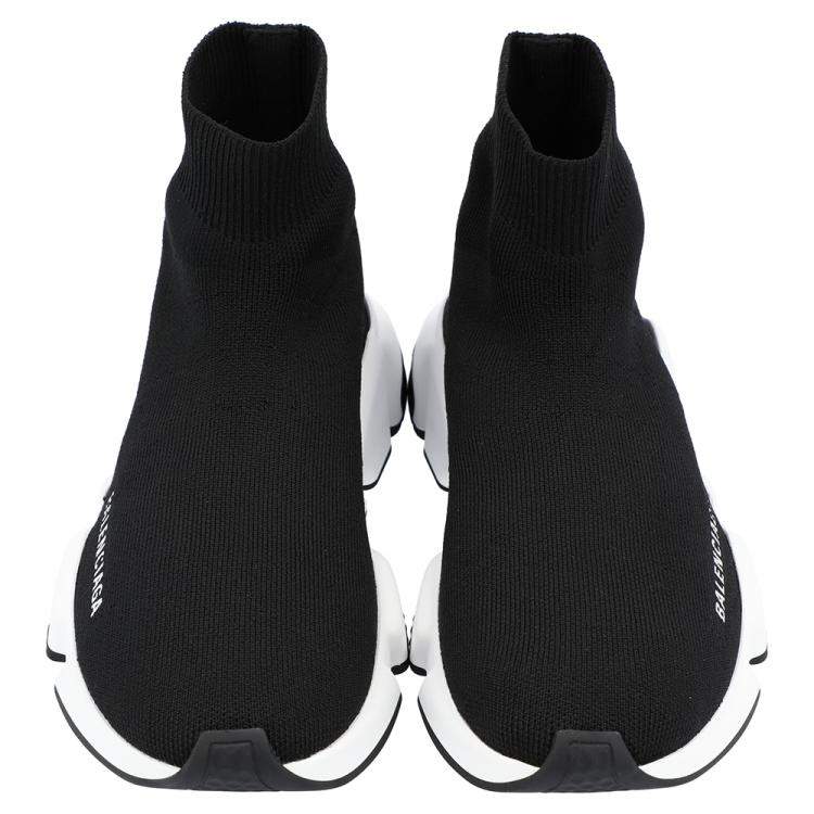 Pre Owned Balenciaga Black/White Speed Sneakers  Size EU 37