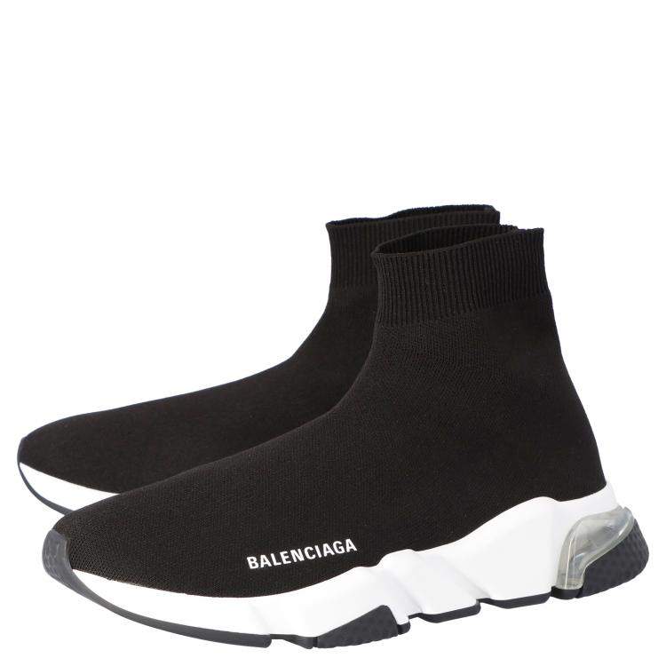 Pre Owned Balenciaga Black/White Speed Clearsole Sneakers Size EU 36