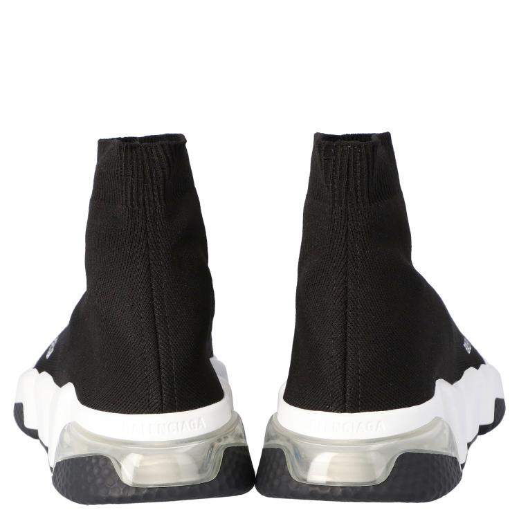 Pre Owned Balenciaga Black/White Speed Clearsole Sneakers Size EU 36