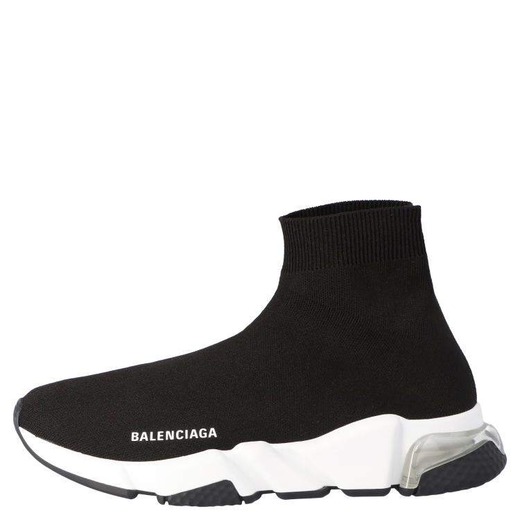 Pre Owned Balenciaga Black/White Speed Clearsole Sneakers Size EU 36