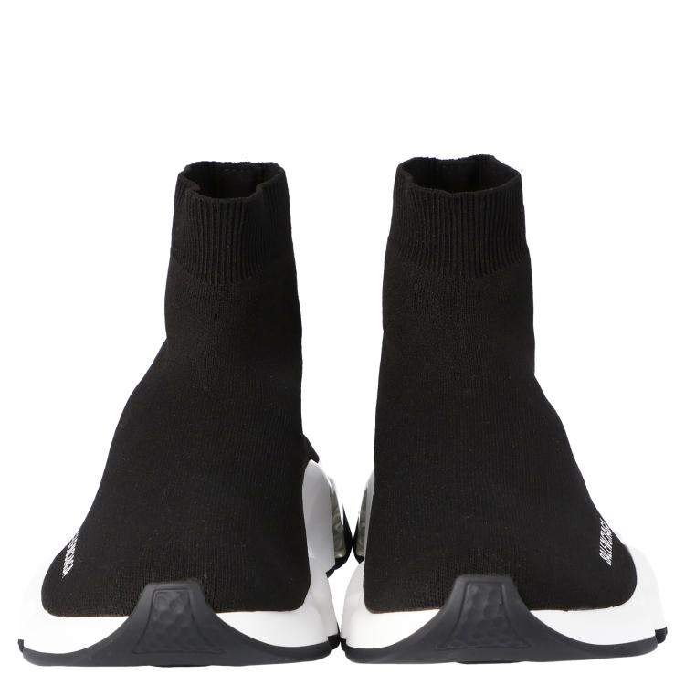 Pre Owned Balenciaga Black/White Speed Clearsole Sneakers Size EU 36