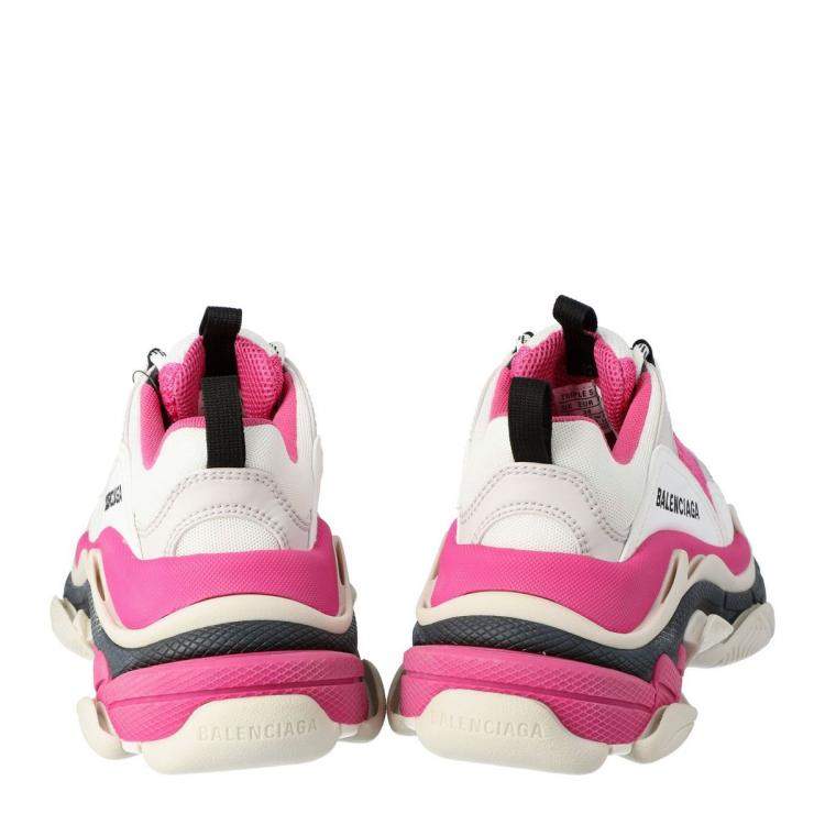 Pre Owned Balenciaga White/Pink Triple S Sneaker Size EU 38