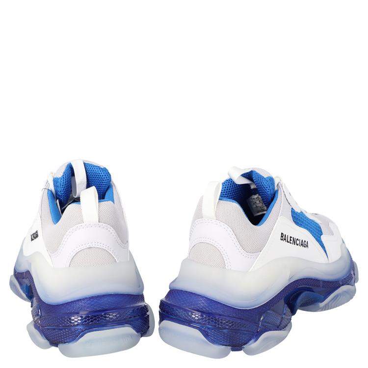 Pre Owned Balenciaga White/Blue Triple S Clear Sole Sneakers Size EU 41