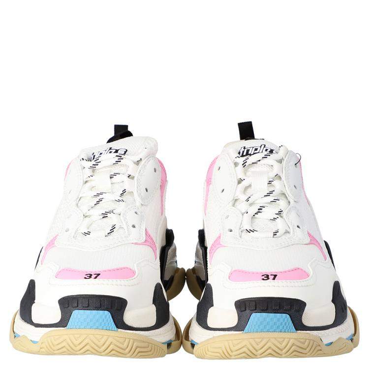 Pre Owned Balenciaga Multicolor Leather and Mesh Triple S Sneakers Size EU 40