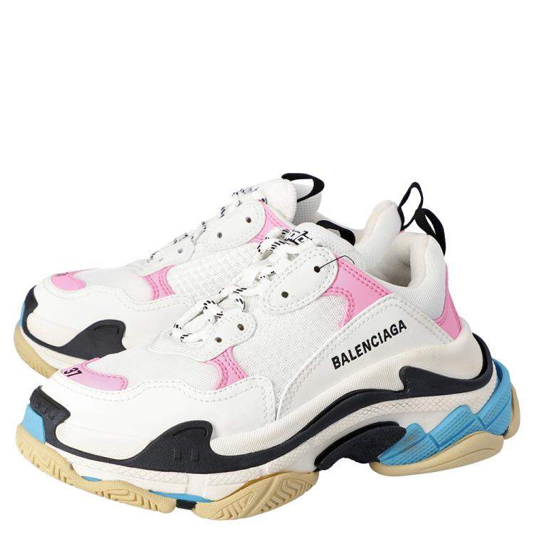 Pre Owned Balenciaga Multicolor Leather and Mesh Triple S Sneakers Size EU 40