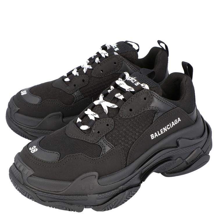 Pre Owned Balenciaga Black Triple S Sneakers Size EU 38