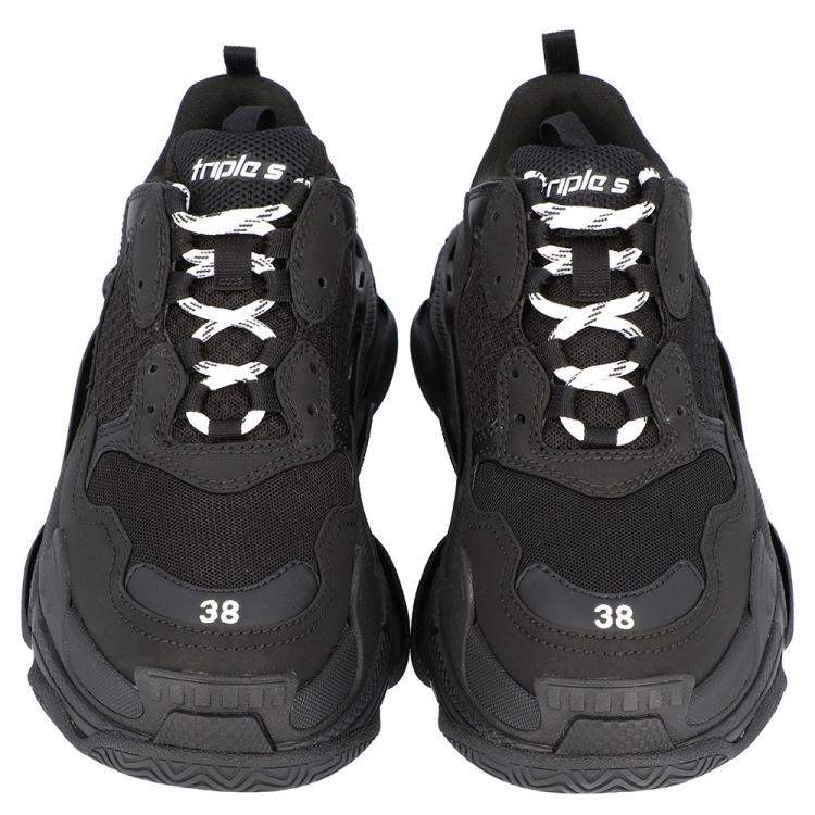 Pre Owned Balenciaga Black Triple S Sneakers Size EU 38