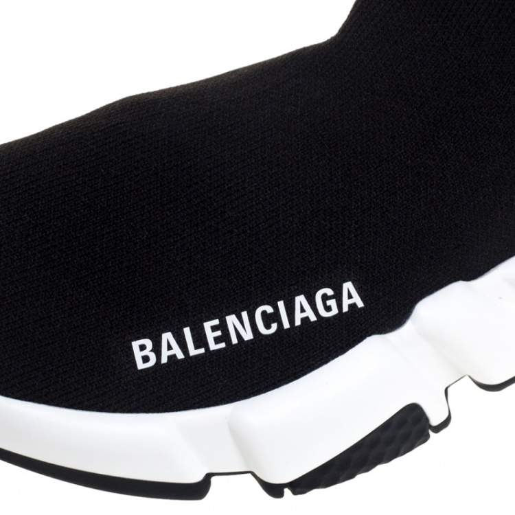 Pre Owned Balenciaga Black Knit Speed Clear Sole Sneakers Size 35