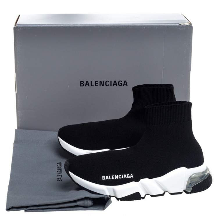 Pre Owned Balenciaga Black Knit Speed Clear Sole Sneakers Size 35