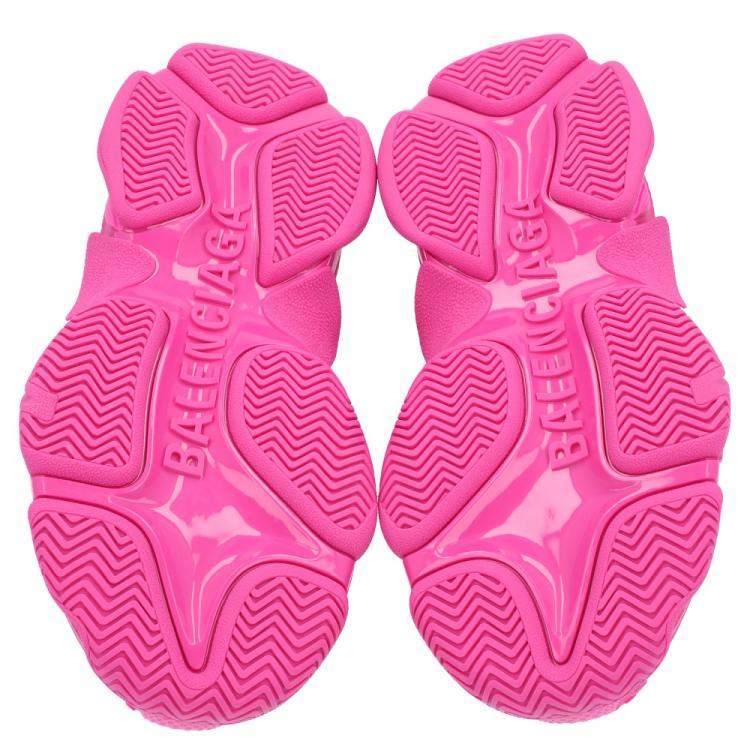 Pre Owned Balenciaga Pink 'All Over Logo' Triple S Sneakers Size 37