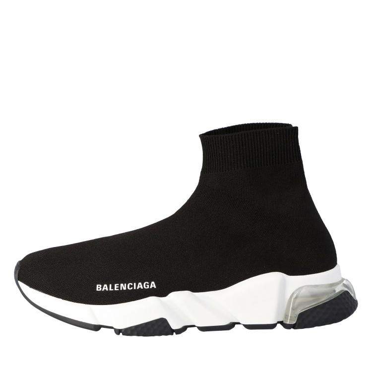 Pre Owned Balenciaga Black Knit Speed Clear Sole Sneakers Size 35
