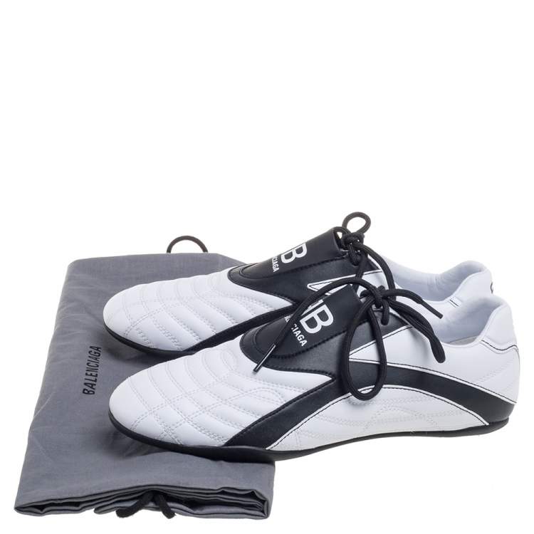 Pre Owned Balenciaga White Leather Zen Paneled Sneakers Size 38