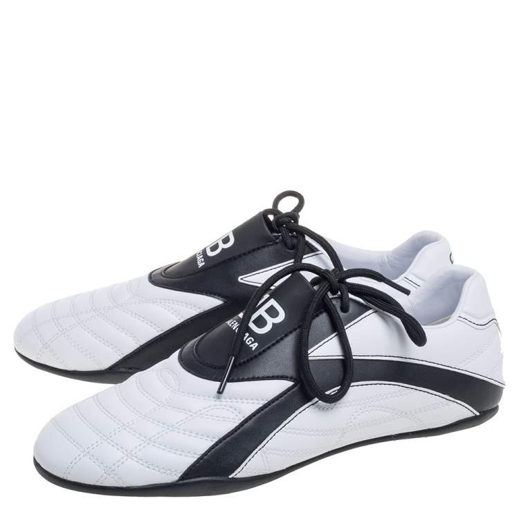 Pre Owned Balenciaga White Leather Zen Paneled Sneakers Size 38