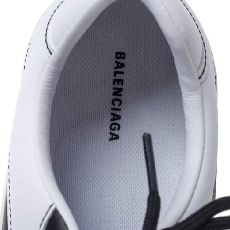 Pre Owned Balenciaga White Leather Zen Paneled Sneakers Size 38
