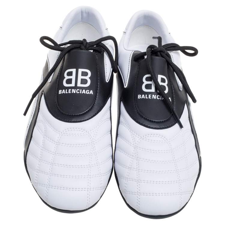 Pre Owned Balenciaga White Leather Zen Paneled Sneakers Size 38