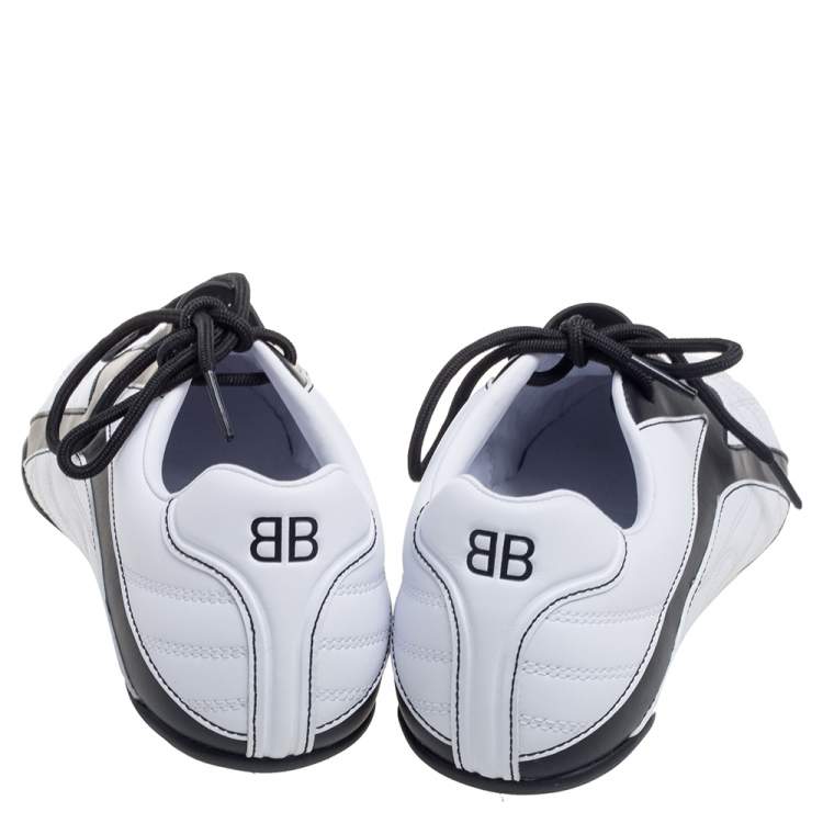 Pre Owned Balenciaga White Leather Zen Paneled Sneakers Size 38