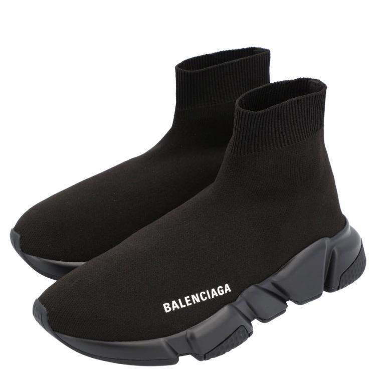 Pre Owned Balenciaga Black Knit Speed.2 Sneakers Size EU 39