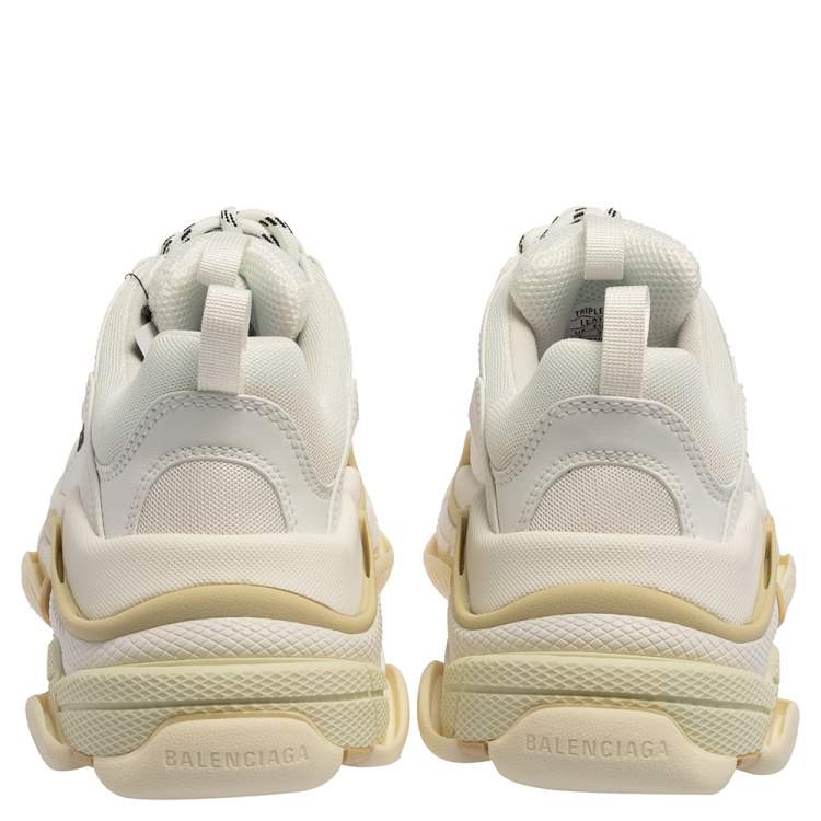 Pre Owned Balenciaga White Mesh And Leather Triple S Low Top Sneakers Size 39