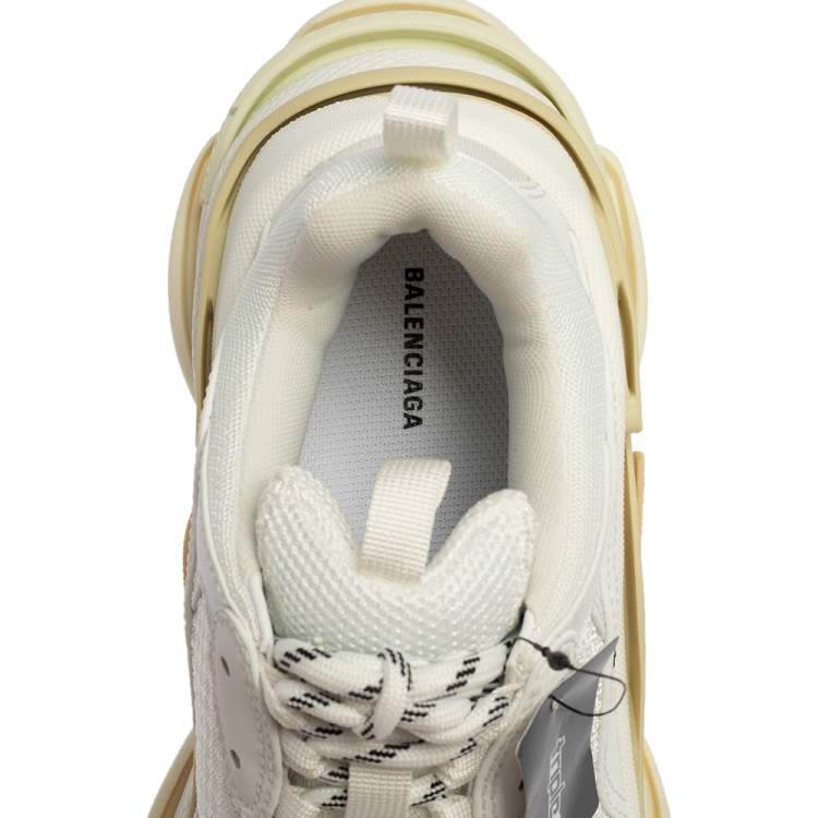 Pre Owned Balenciaga White Mesh And Leather Triple S Low Top Sneakers Size 39