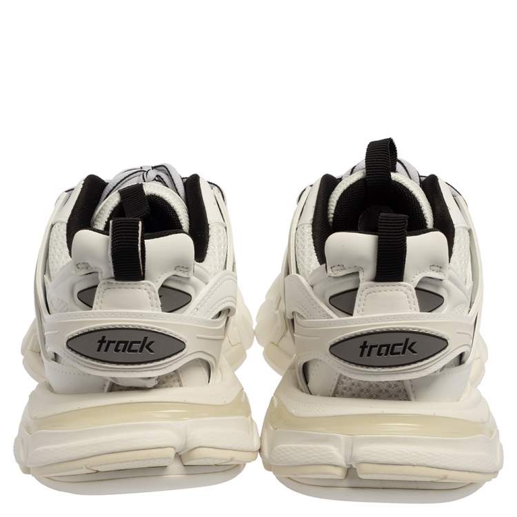 Pre Owned Balenciaga White Mesh And Leather Track Low Top Sneakers 39