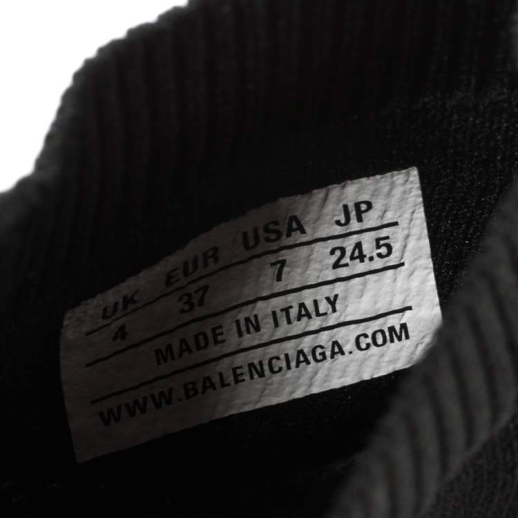 Pre Owned Balenciaga Black Knit Fabric Speed Lace Up Clear Sole Sneakers Size EU 37