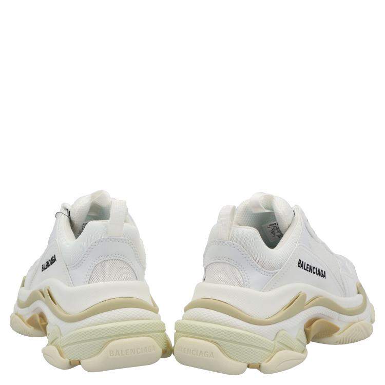Pre Owned Balenciaga White Faux Leather Triple S Sneakers Size EU 39
