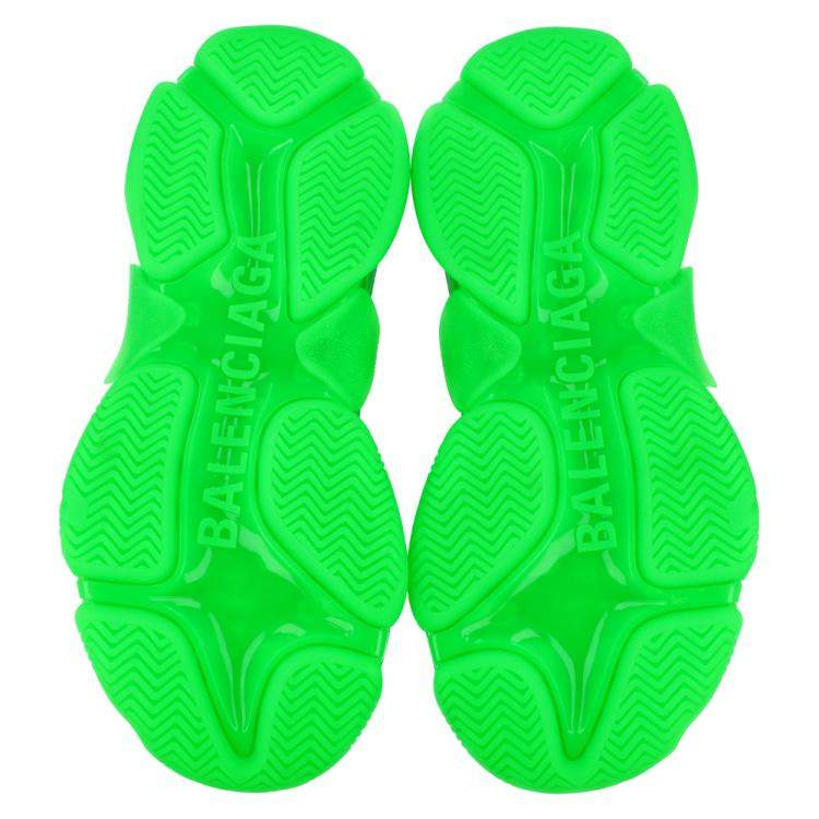 Pre Owned Balenciaga Women Bright Green Leather And Mesh Triple S Sneakers Size EU 40
