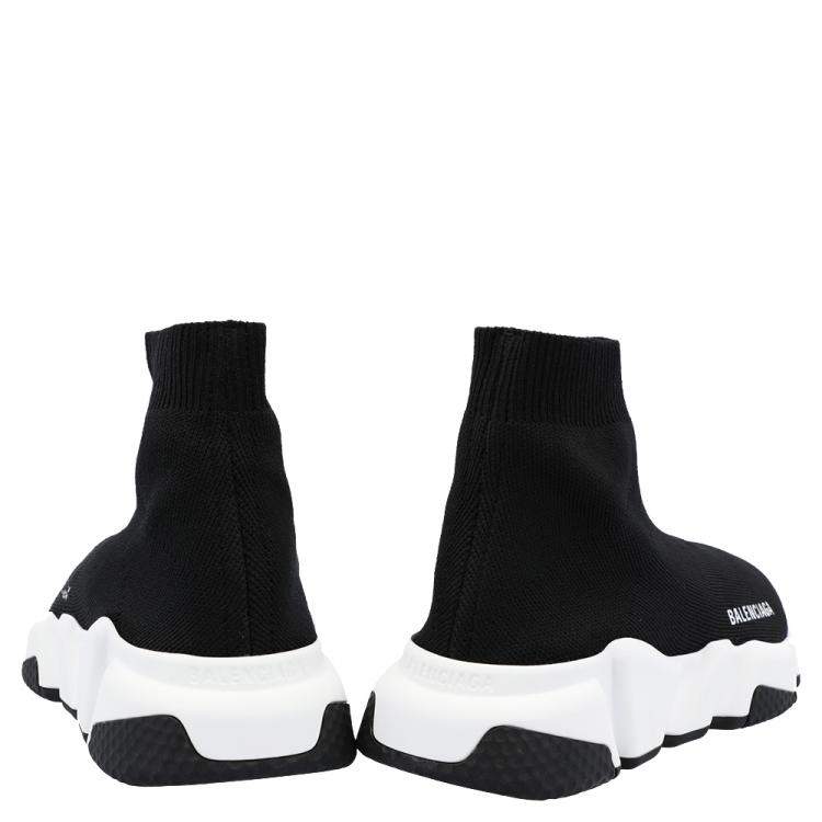 Pre Owned Balenciaga Black/White Women's Speed Recycled Sneaker EU 38