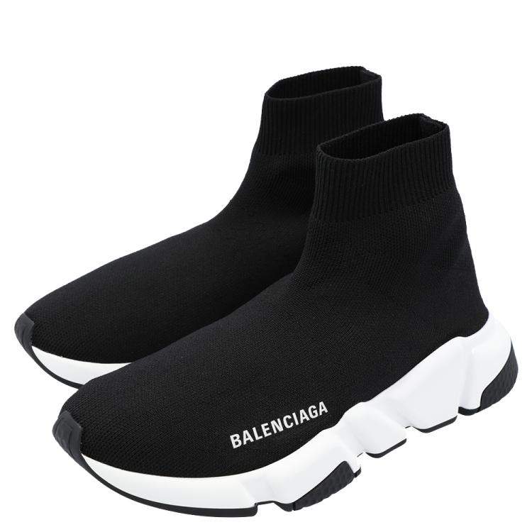 Pre Owned Balenciaga Black/White Women's Speed Recycled Sneaker EU 40