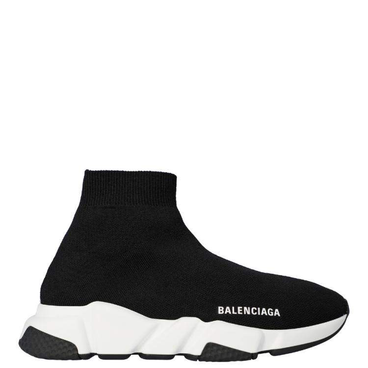 Pre Owned Balenciaga Black/White Women's Speed Recycled Sneaker EU 40