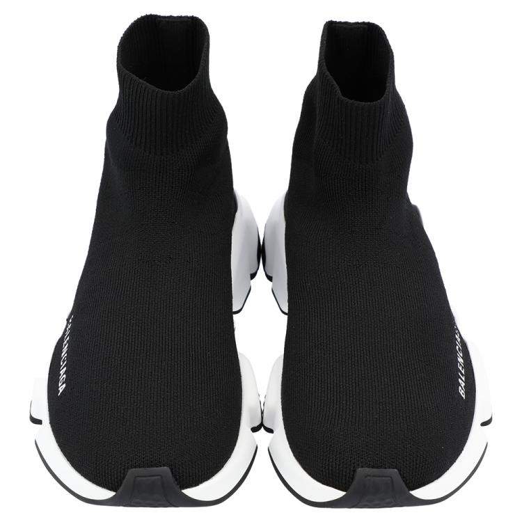 Pre Owned Balenciaga Black/White Women's Speed Recycled Sneaker EU 40