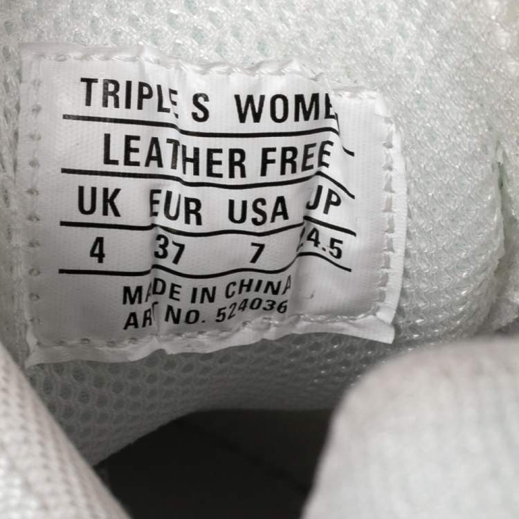 Pre Owned Balenciaga White Mesh and Leather Triple S Low-Top Sneakers Size 37