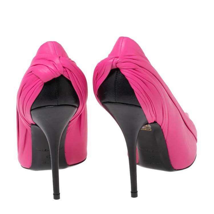 Pre Owned Balenciaga Pink/Black Leather Knife Pointed Toe Pumps Size 40