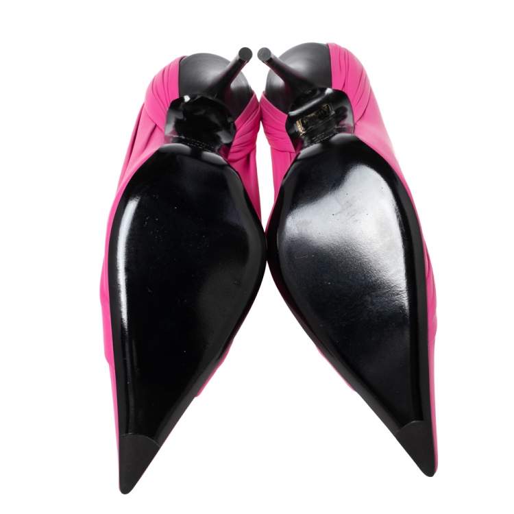 Pre Owned Balenciaga Pink/Black Leather Knife Pointed Toe Pumps Size 40