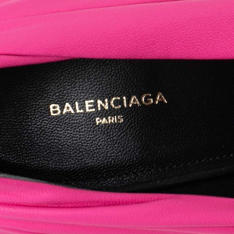 Pre Owned Balenciaga Pink/Black Leather Knife Pointed Toe Pumps Size 40