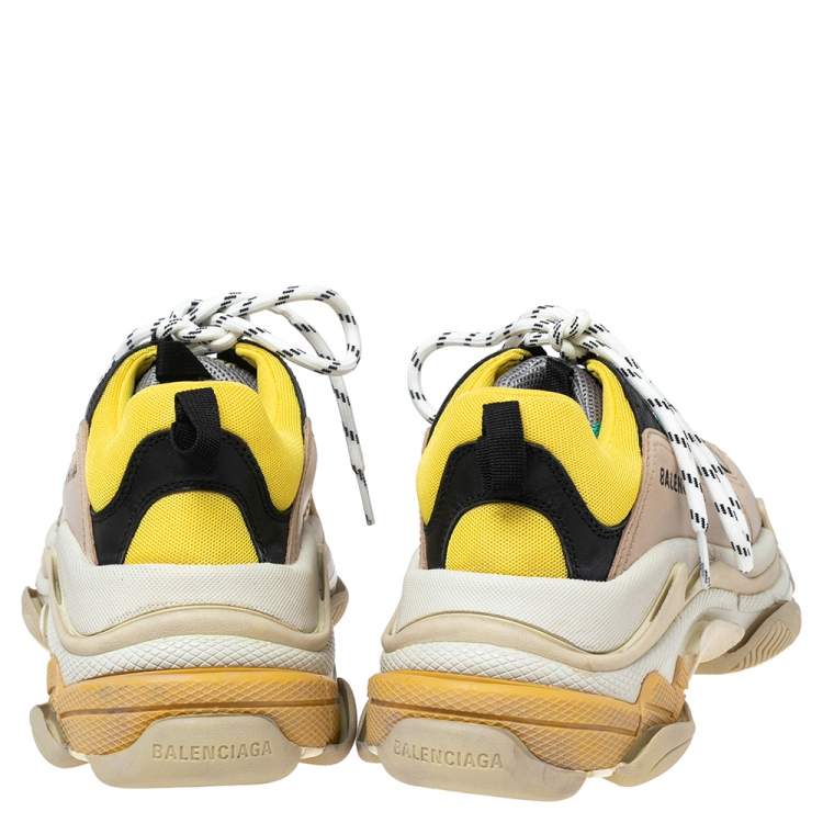 Pre Owned Balenciaga Multicolor Mesh, Nubuck And Leather Triple S Platform Sneakers Size 40