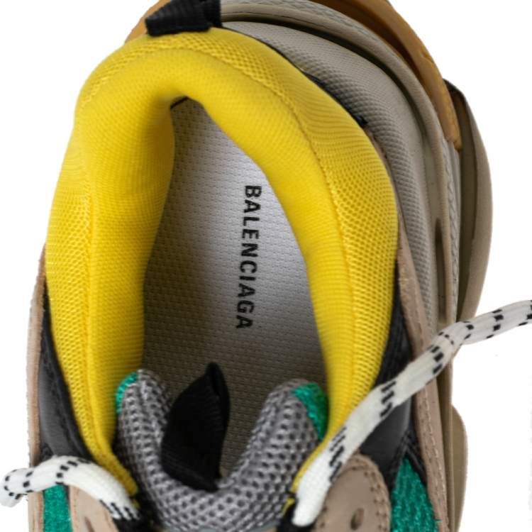 Pre Owned Balenciaga Multicolor Mesh, Nubuck And Leather Triple S Platform Sneakers Size 40