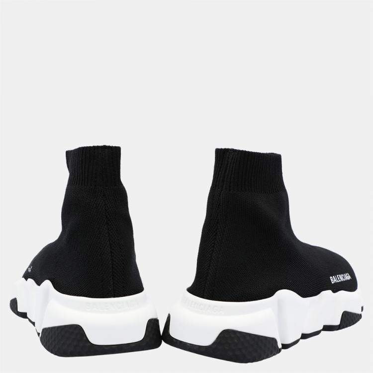 Pre Owned Balenciaga Black/White Speed Recycled Sneakers Size EU 38