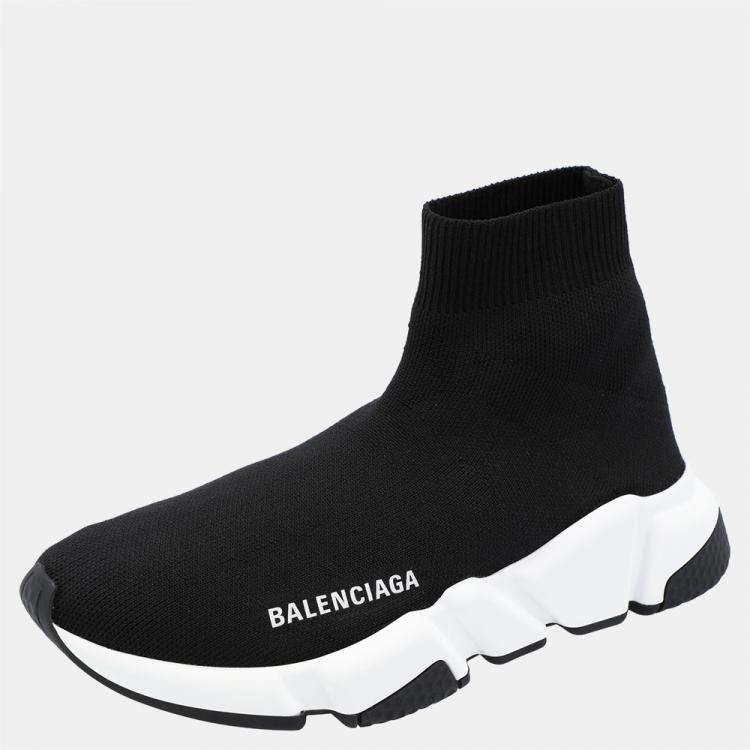 Pre Owned Balenciaga Black/White Speed Recycled Sneakers Size EU 38