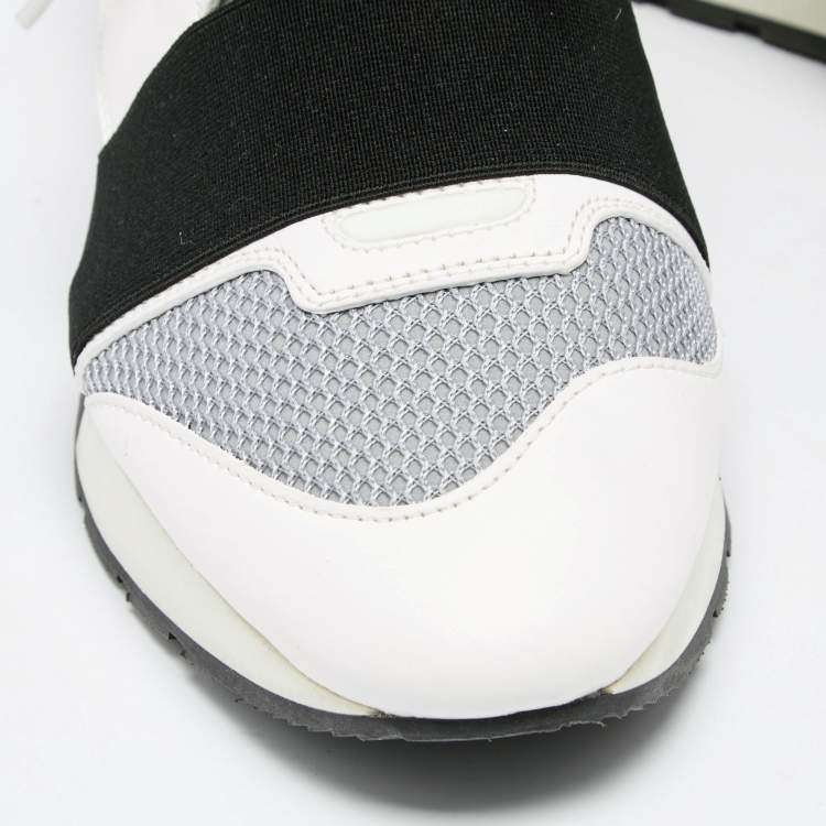Pre Owned Balenciaga Multicolor Leather, Mesh, Neoprene and Suede Race Runner Low-Top Sneakers Size 40