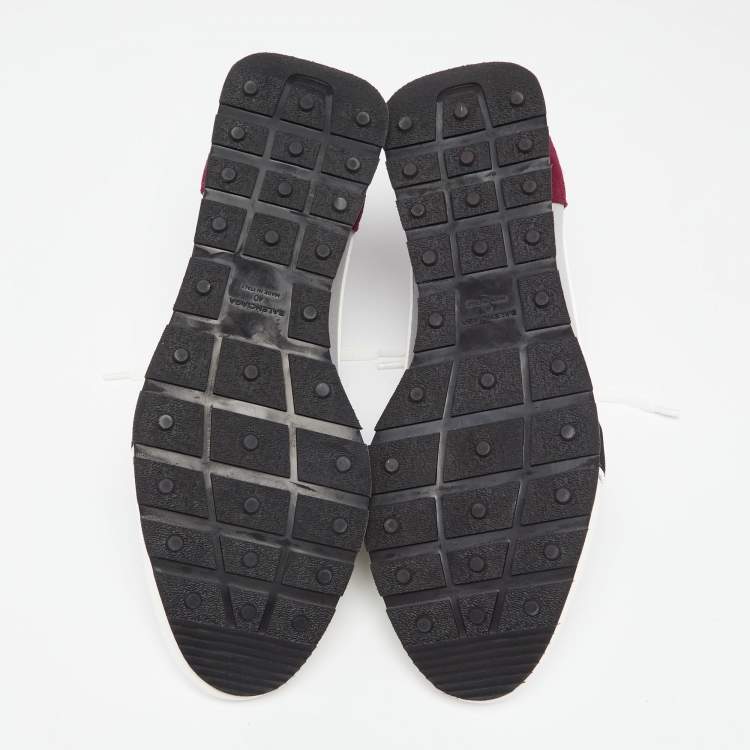 Pre Owned Balenciaga Multicolor Leather, Mesh, Neoprene and Suede Race Runner Low-Top Sneakers Size 40