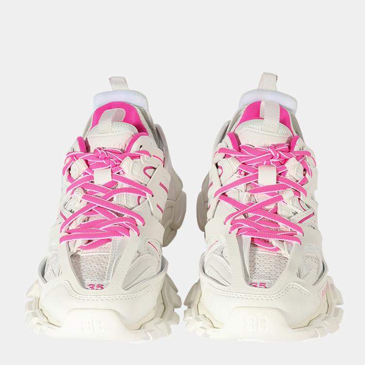 Pre Owned Balenciaga White/Fluo Pink Wmns Track Sneaker EU 37