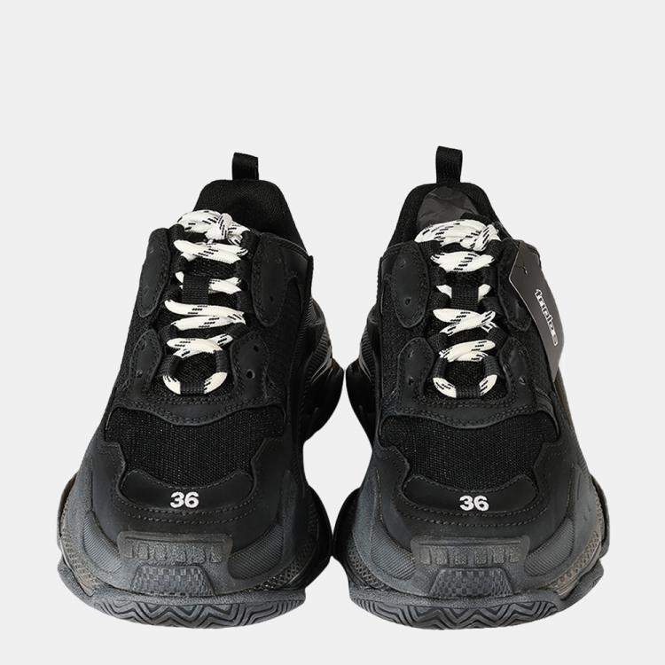 Pre Owned Balenciaga Black Wmns Triple S Trainer Clear Sole Sneaker EU 36
