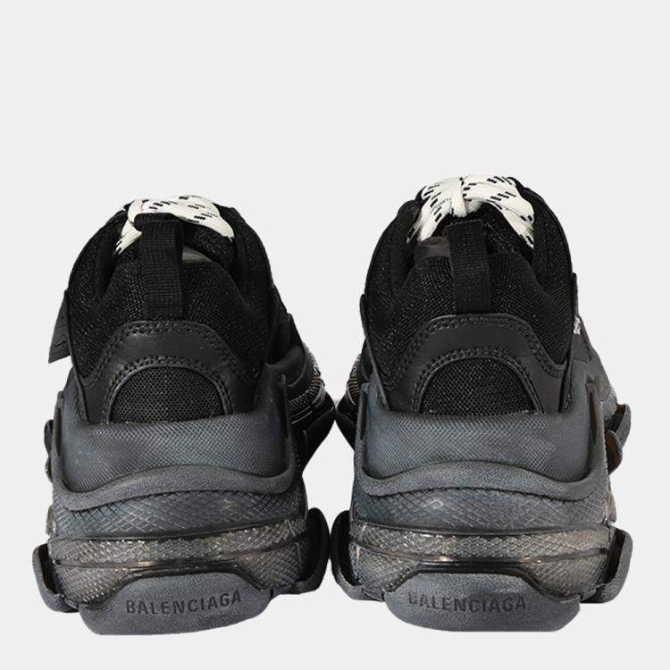 Pre Owned Balenciaga Black Wmns Triple S Trainer Clear Sole Sneaker EU 36