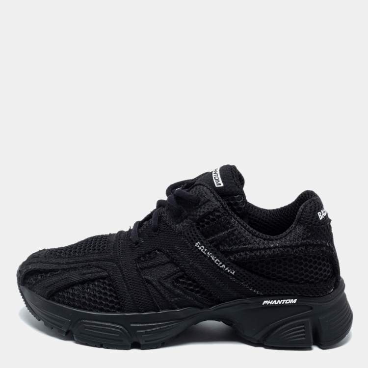 Pre Owned Balenciaga Black Mesh Phantom Low-Top Sneakers Size 37