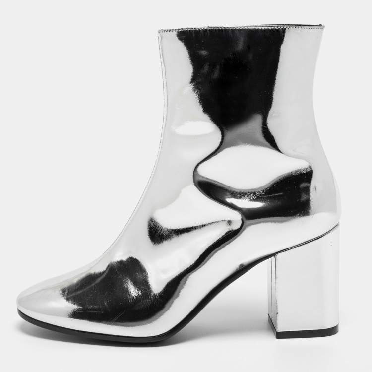 Balenciaga  Shoes  Balenciaga Silver Mirrored Leather Ankle Boots   Poshmark