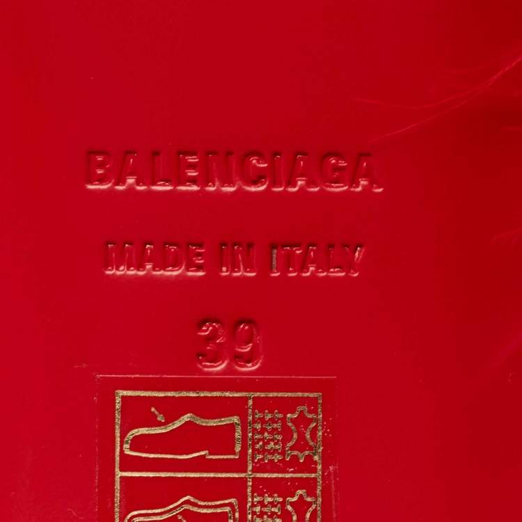 Pre Owned Balenciaga Red Feather Slide Sandals Size 39