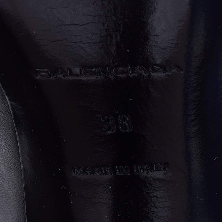 Pre Owned Balenciaga Black/Pink Leather Ruffle Trim Booties Size 38